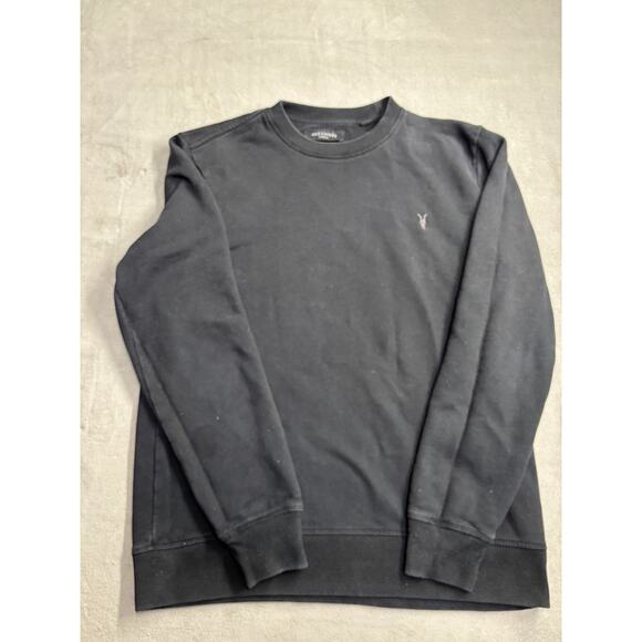 AllSaints Sweater Mens Medium Black Crewneck Pullover Casual Minimalist Logo - Picture 1 of 5